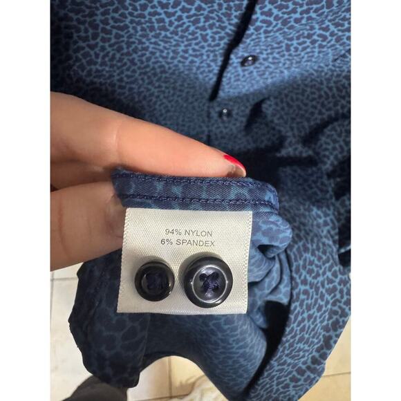 Peter Millar Yankee Blue Printed Townsend Button Down Long Sleeve Shirt Size XL - Picture 10 of 13